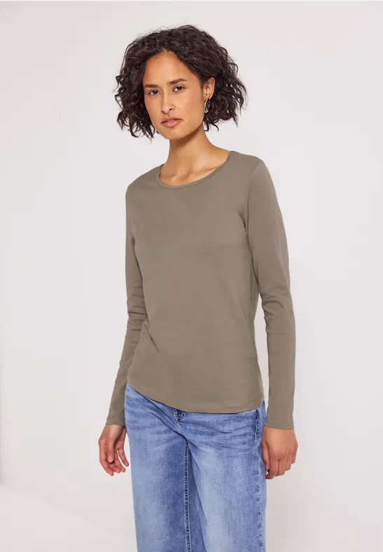 Basic shirt met lange mouwen bark brown