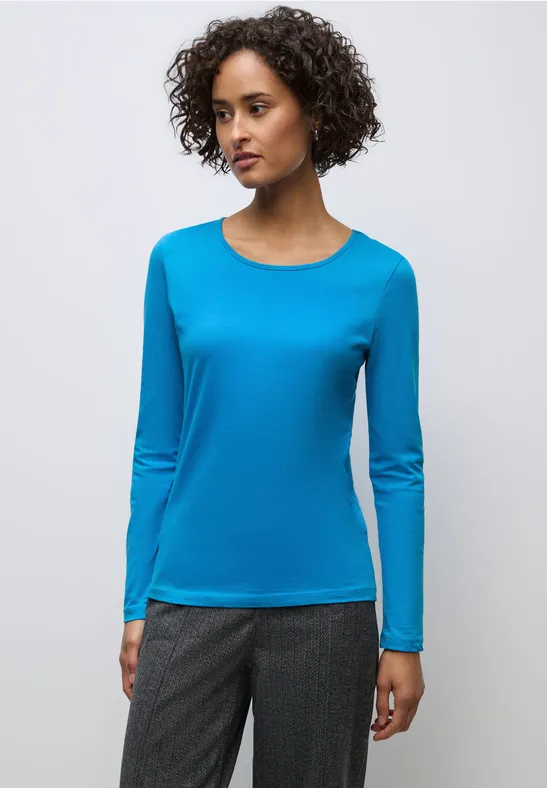 Basic shirt met lange mouwen polaris blue
