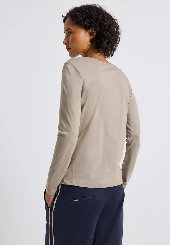 Basic shirt met lange mouwen morning beige