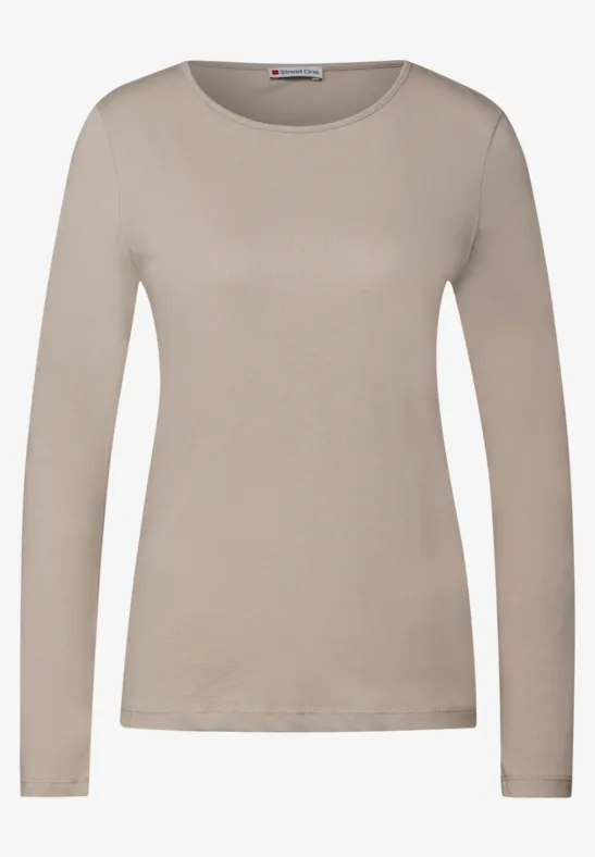 Basic shirt met lange mouwen morning beige