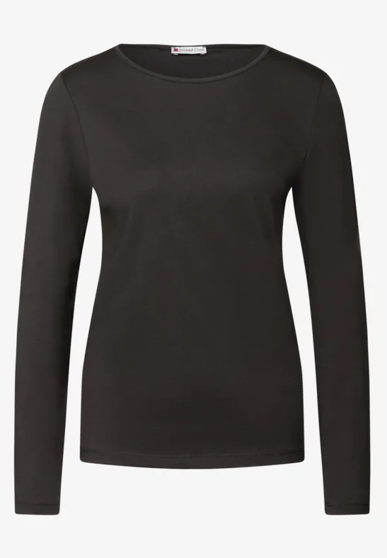 Basic Langarmshirt darkest brown