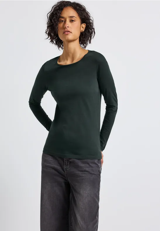 Basic Langarmshirt evernight green