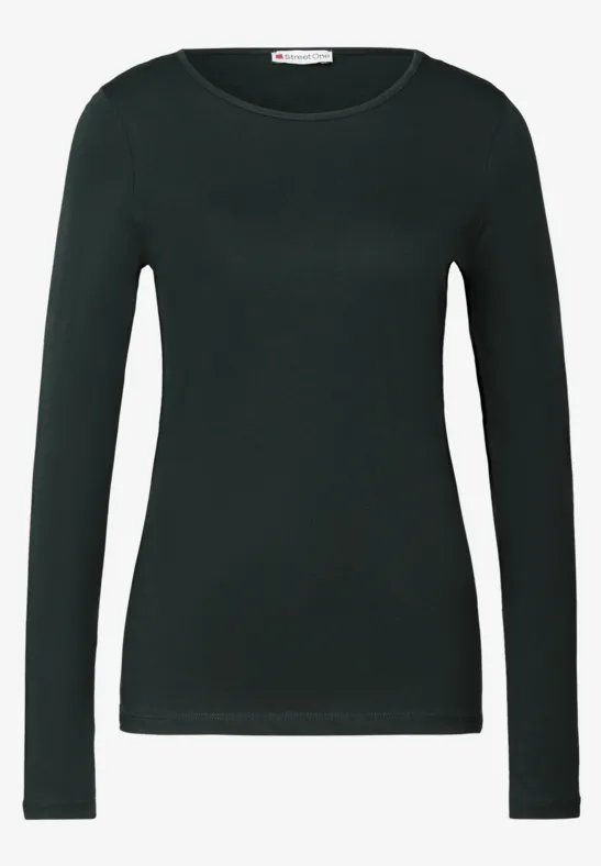 Basic Langarmshirt evernight green