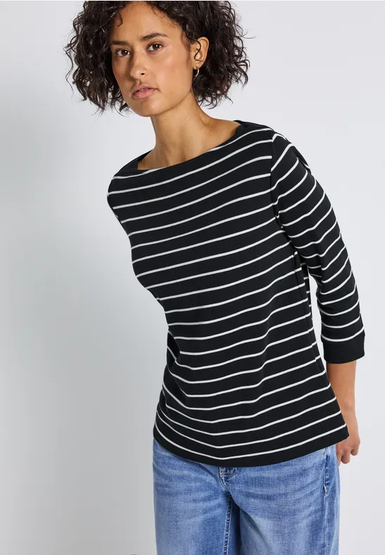 T-shirt de base rayé Black