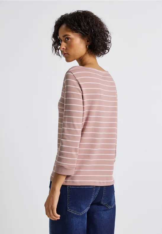 T-shirt de base rayé faded rose