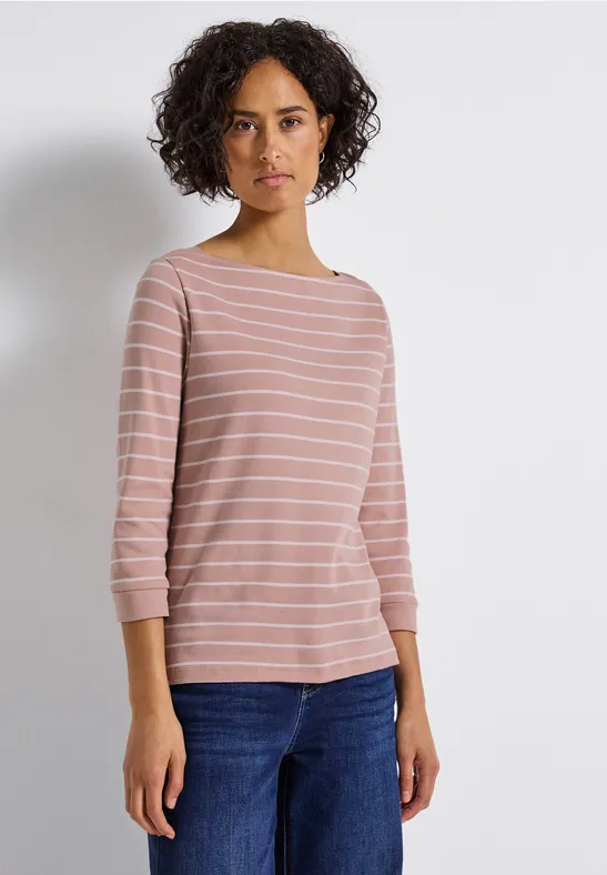 T-shirt de base rayé faded rose