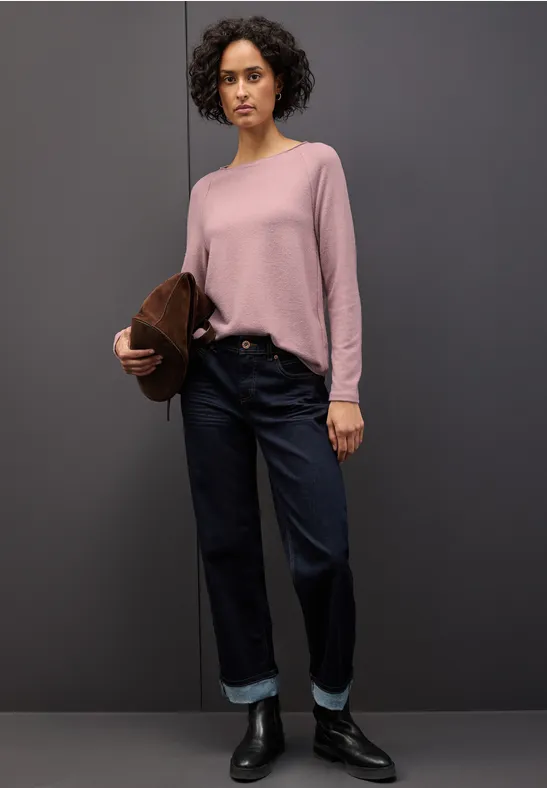 T-shirt doux mélangé powder pink mel.