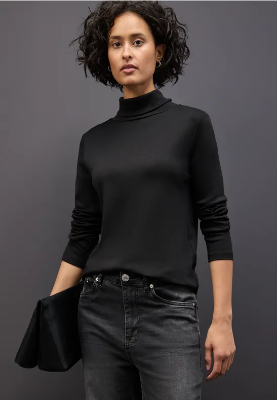 Basic shirt met coltrui Black