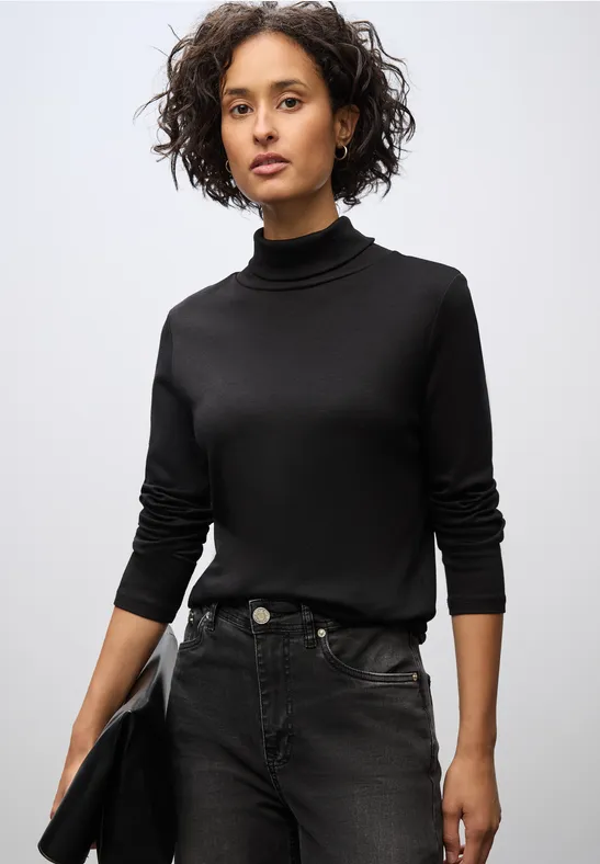 Basic shirt met coltrui Black