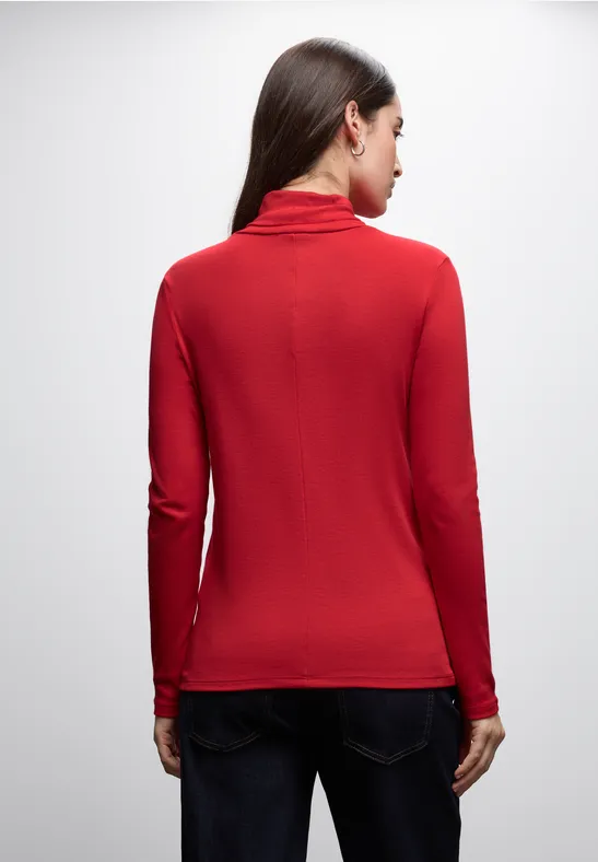 Basic shirt met coltrui racing red