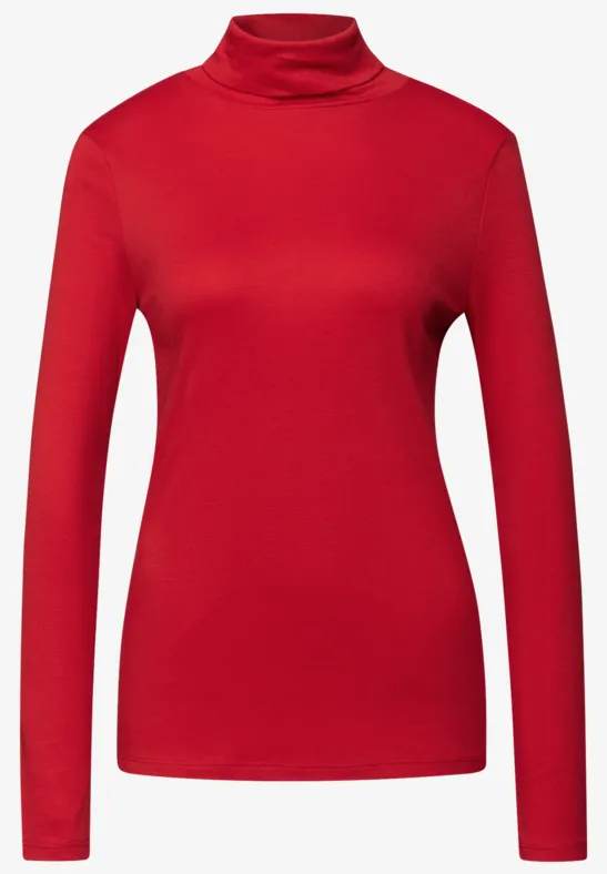 Basic shirt met coltrui racing red