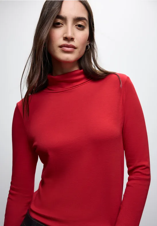 Basic shirt met coltrui racing red