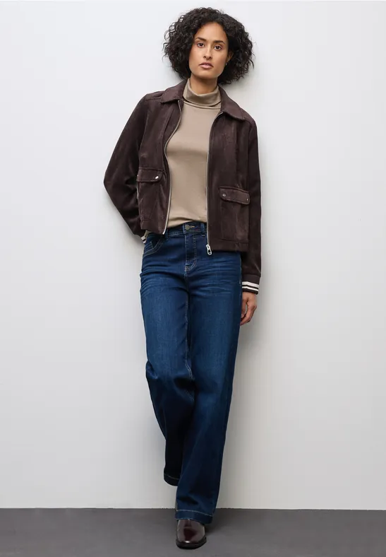 Basic shirt met coltrui bark brown