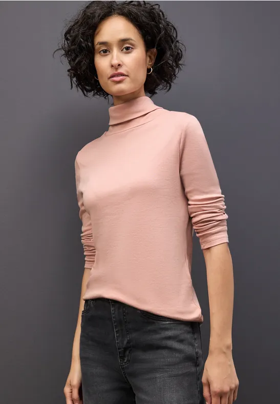 Basic shirt met coltrui faded rose