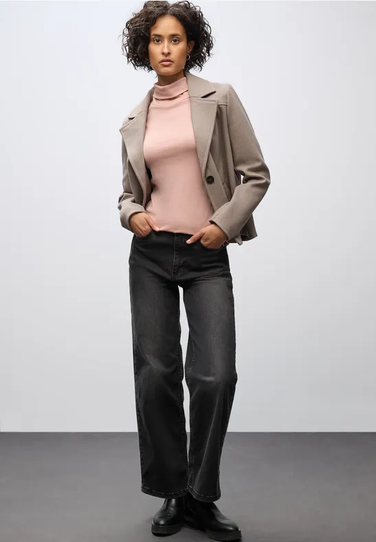Basic shirt met coltrui faded rose