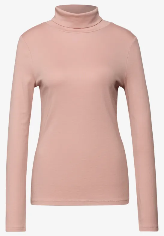 Basic shirt met coltrui faded rose