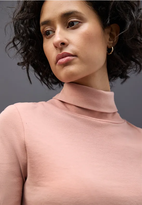 Basic shirt met coltrui faded rose