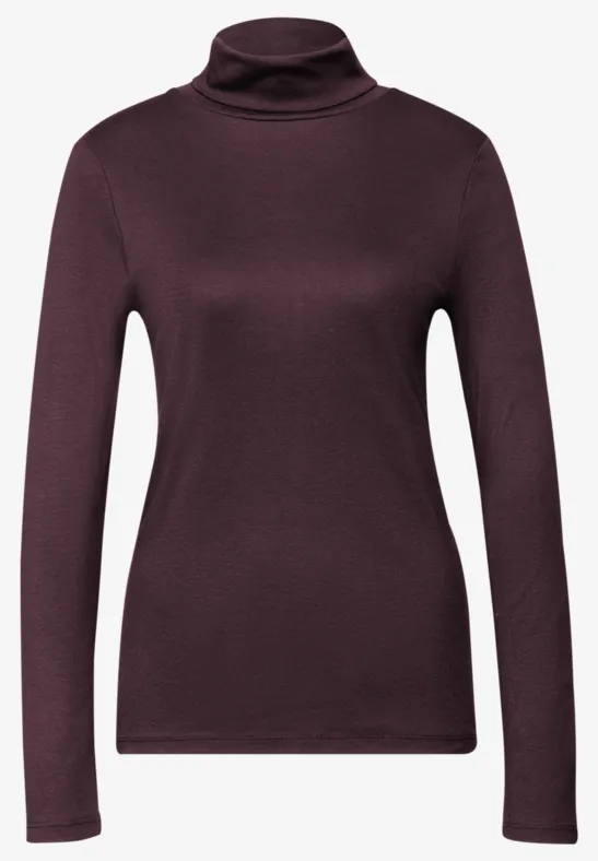 Basic shirt met coltrui Jazz Berry