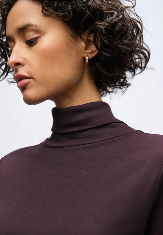 Basic shirt met coltrui Jazz Berry