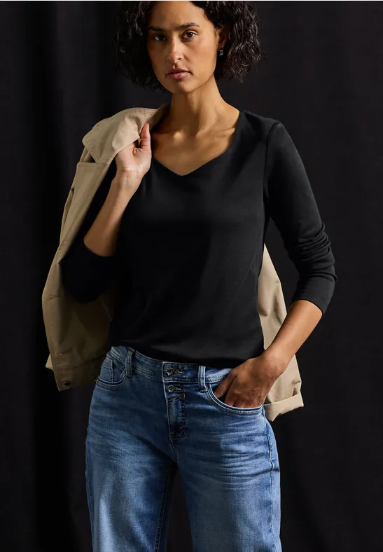 Shirt met carrée halslijn Black