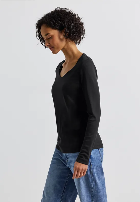 Shirt met carrée halslijn Black