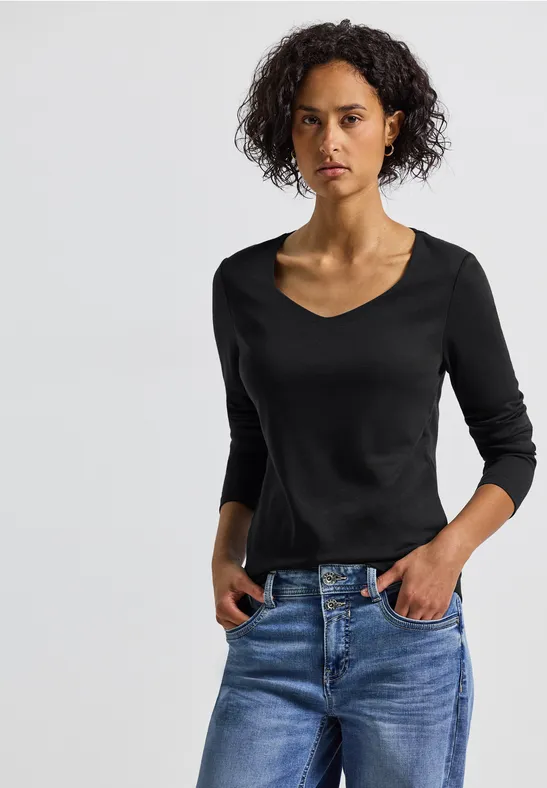 Shirt met carrée halslijn Black