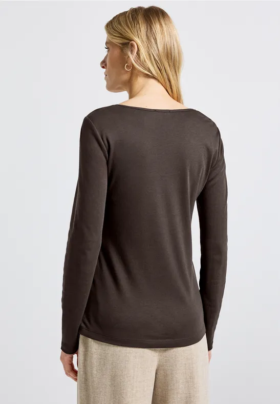 Shirt mit Carrée Ausschnitt deep roast brown