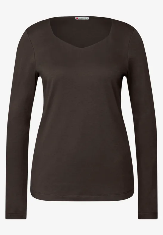 Shirt mit Carrée Ausschnitt deep roast brown