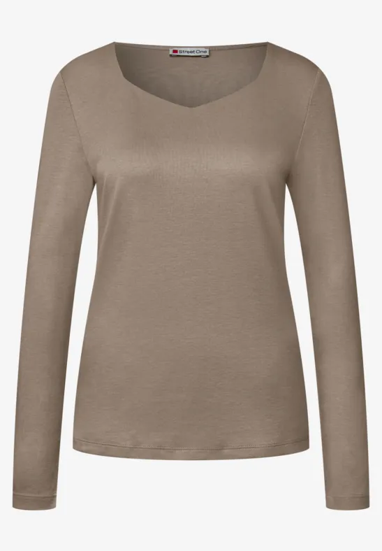 Shirt mit Carrée Ausschnitt bark brown
