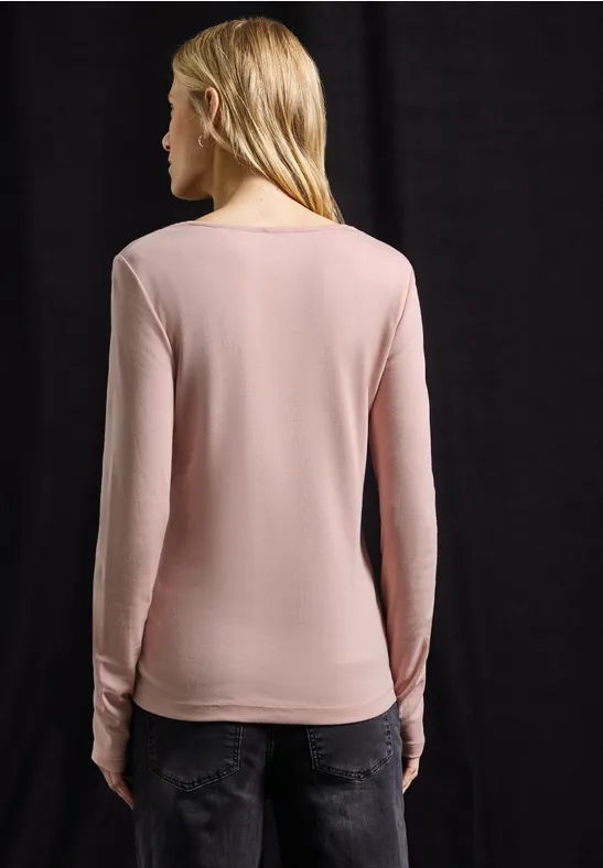 Shirt met carrée halslijn faded rose