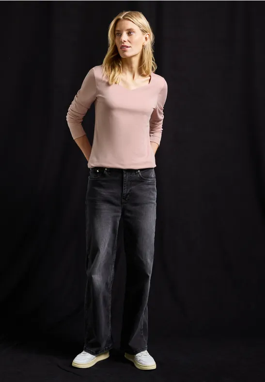 Shirt met carrée halslijn faded rose