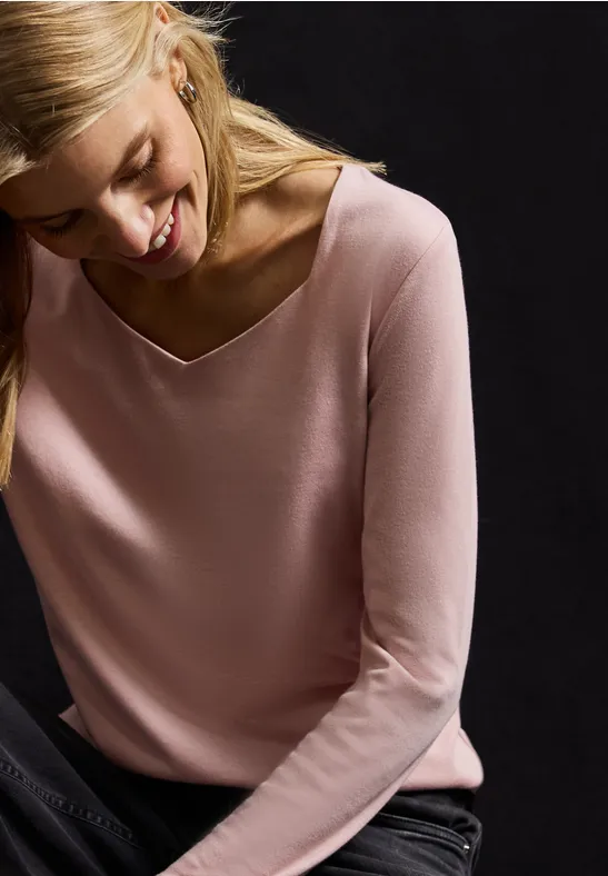 Shirt met carrée halslijn faded rose