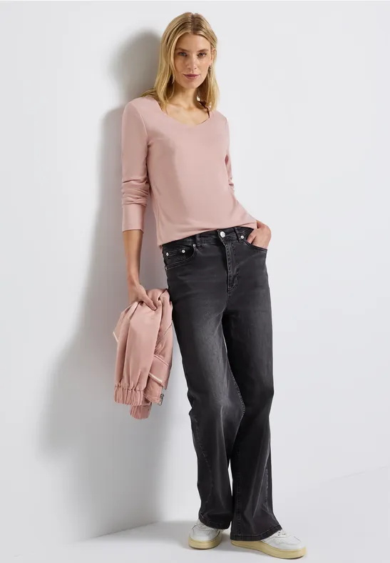 Shirt met carrée halslijn faded rose