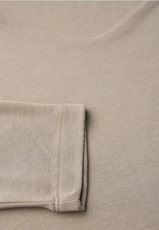 Shirt met carrée halslijn morning beige