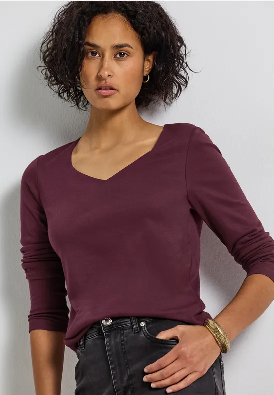 Shirt mit Carrée Ausschnitt noble red
