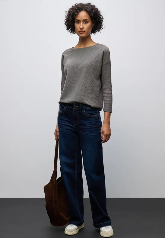 T-shirt avec structure côtelée deep roast brown