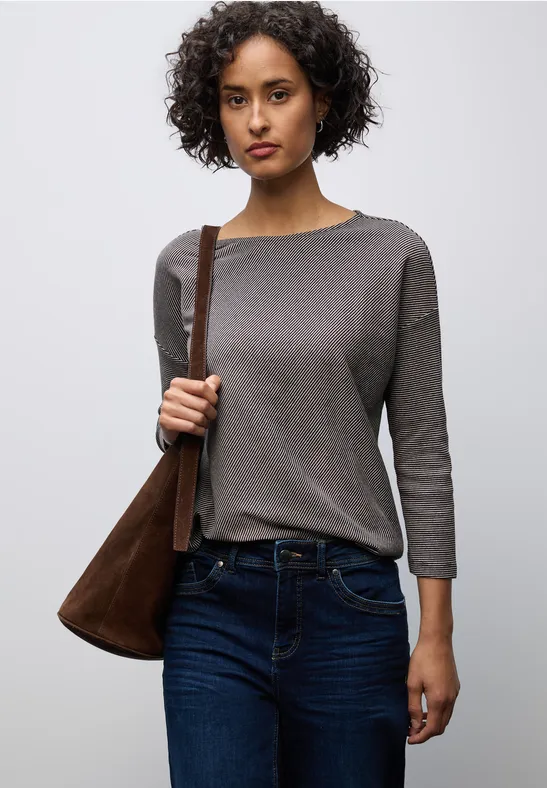 T-shirt avec structure côtelée deep roast brown