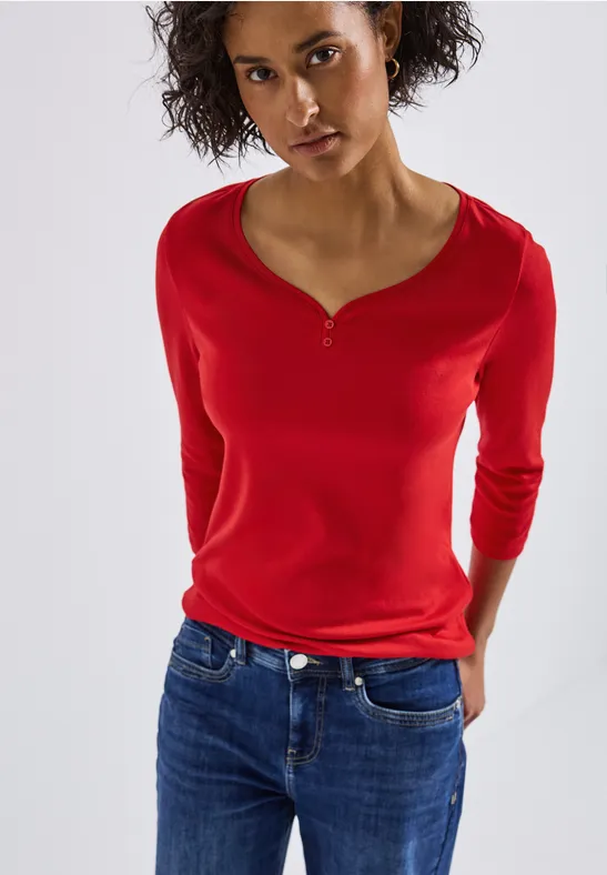 Basic shirt met knoopdetail racing red
