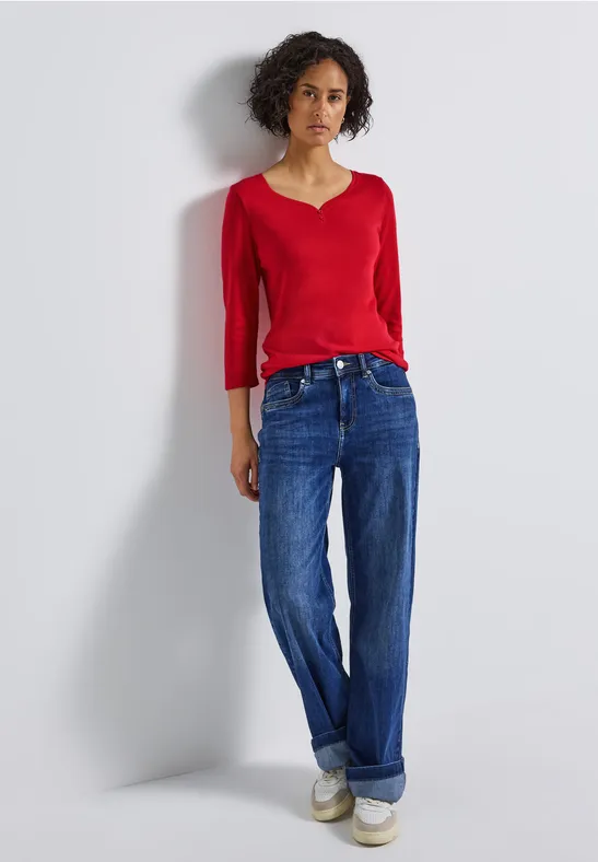 Basic shirt met knoopdetail racing red