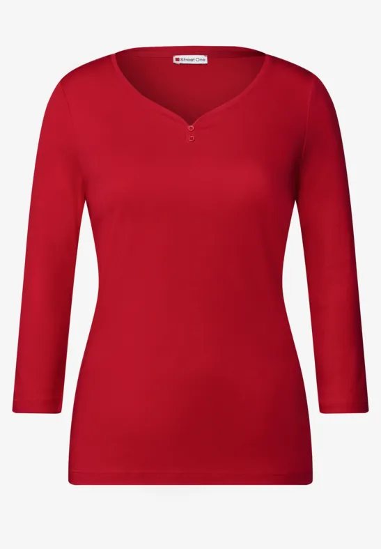 Basic shirt met knoopdetail racing red