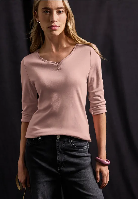 Basic Shirt mit Knopfdetail faded rose