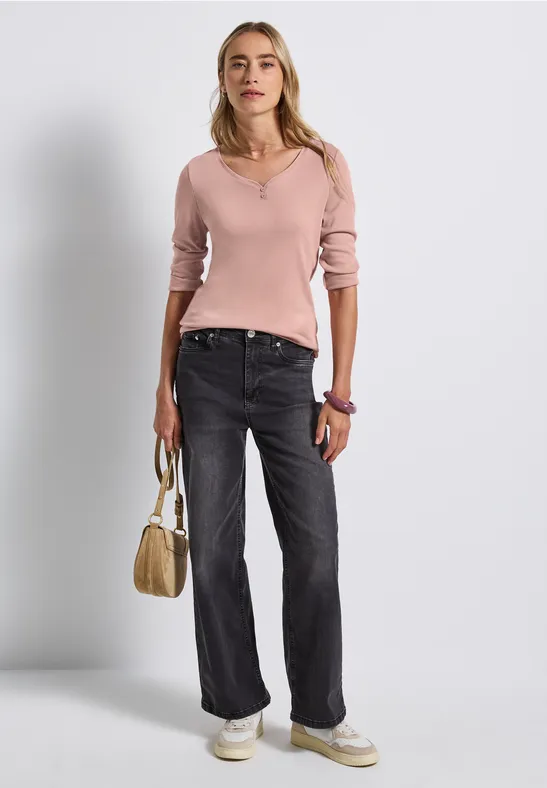 Basic Shirt mit Knopfdetail faded rose