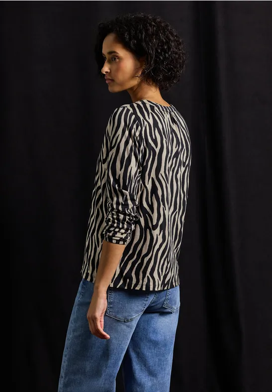 Print-Shirt im Tunika-Look Black