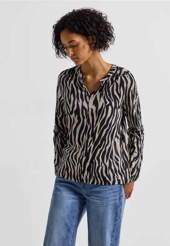 Print-Shirt im Tunika-Look Black
