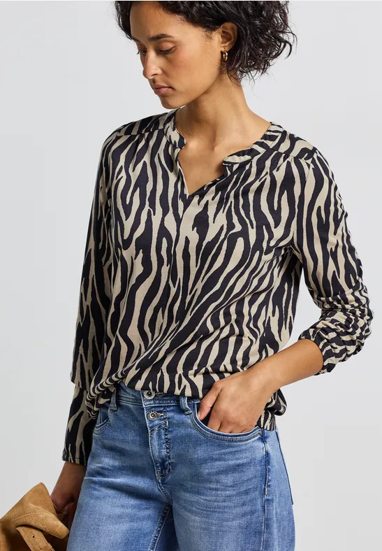 Print-Shirt im Tunika-Look Black