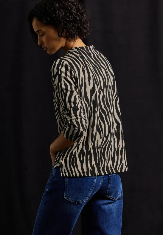 Jacquard Shirt mit Zipper Black