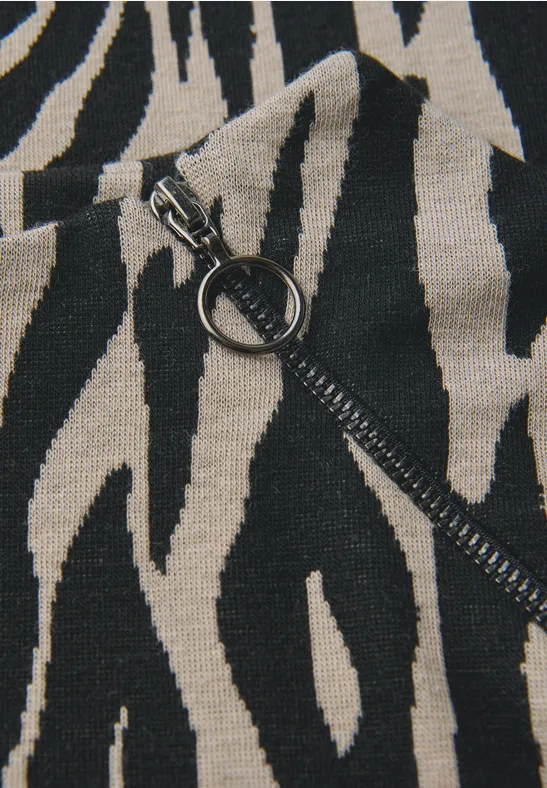 Jacquard Shirt mit Zipper Black