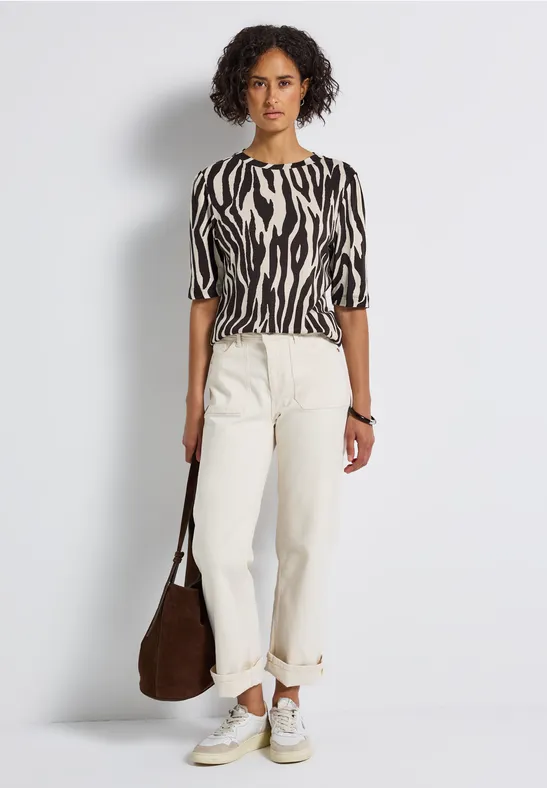 Basic Shirt met rimpels deep roast brown