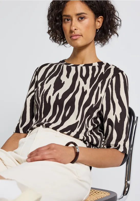 Basic Shirt met rimpels deep roast brown
