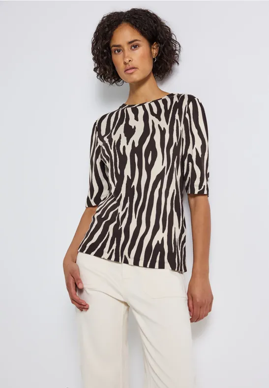 Basic Shirt met rimpels deep roast brown